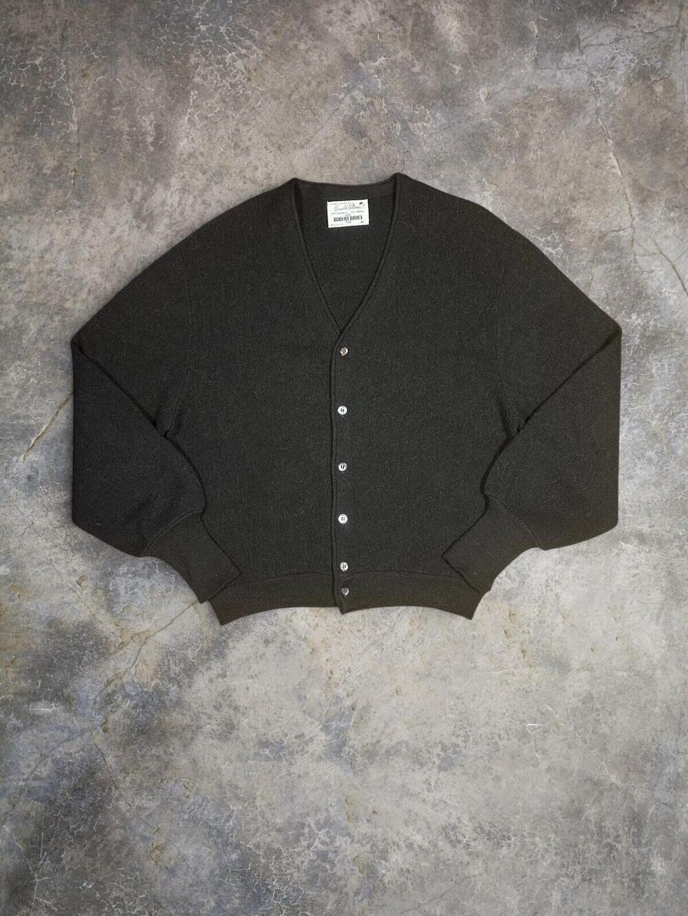 Vtg Robert Bruce Arnold Palmer Alpaca Wool Black Cardigan Sz M Cobain